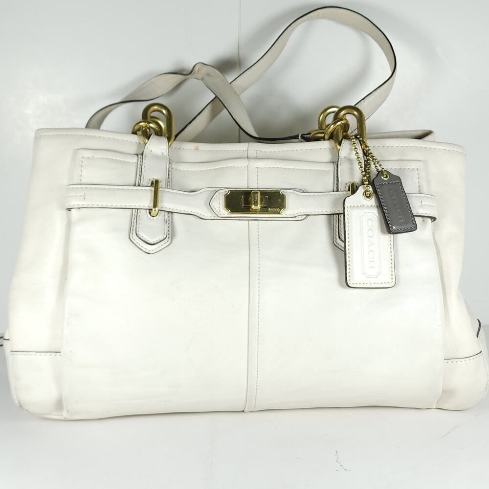 Coach Chelsea Jayden 17811 Leather Ivory/ Off White Carryall Tote Satchel Bag - Picture 2 of 16